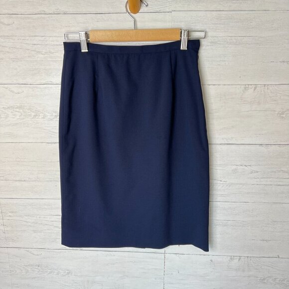 Pendleton Skirt Womens Size 2 Navy Blue Virgin Wool Blend Business Modern - Picture 3 of 14